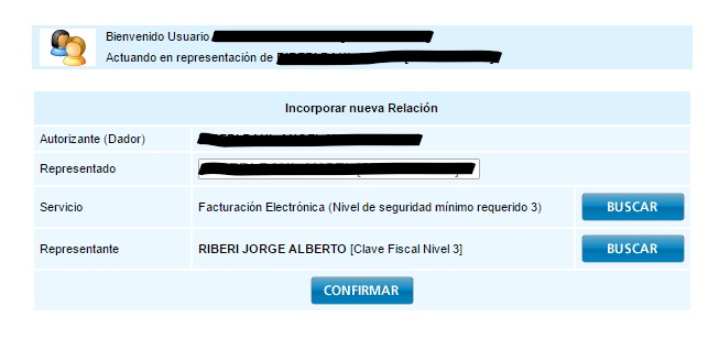 Representante Confirmar